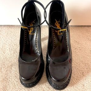 YSL Saint Laurent Patent Leather Strap Platform Pumps. Like New! Worn 1x